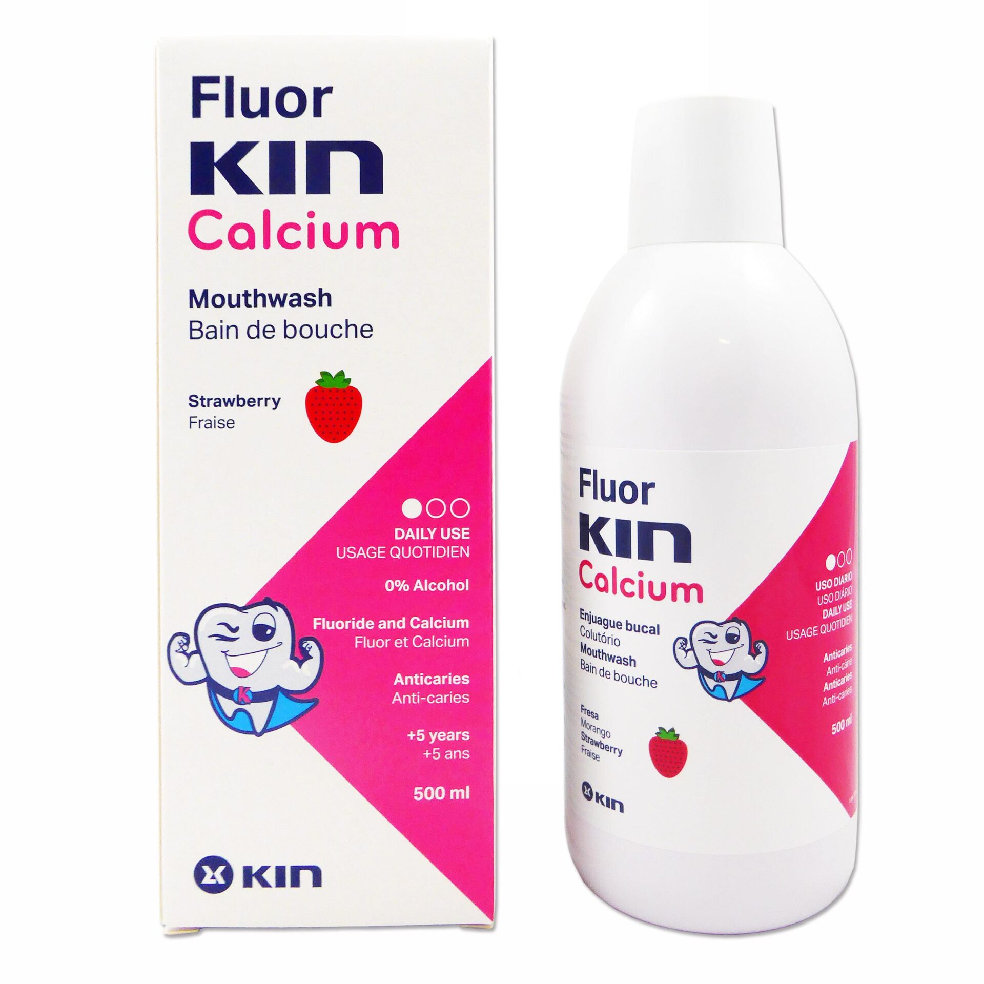 Kin Fluor Kin Calcium Strawberry Flavour Mouthwash