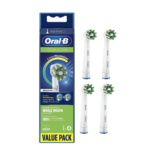 Oral-B Cross Action Tooth Brush Head x 4 Value Pack
